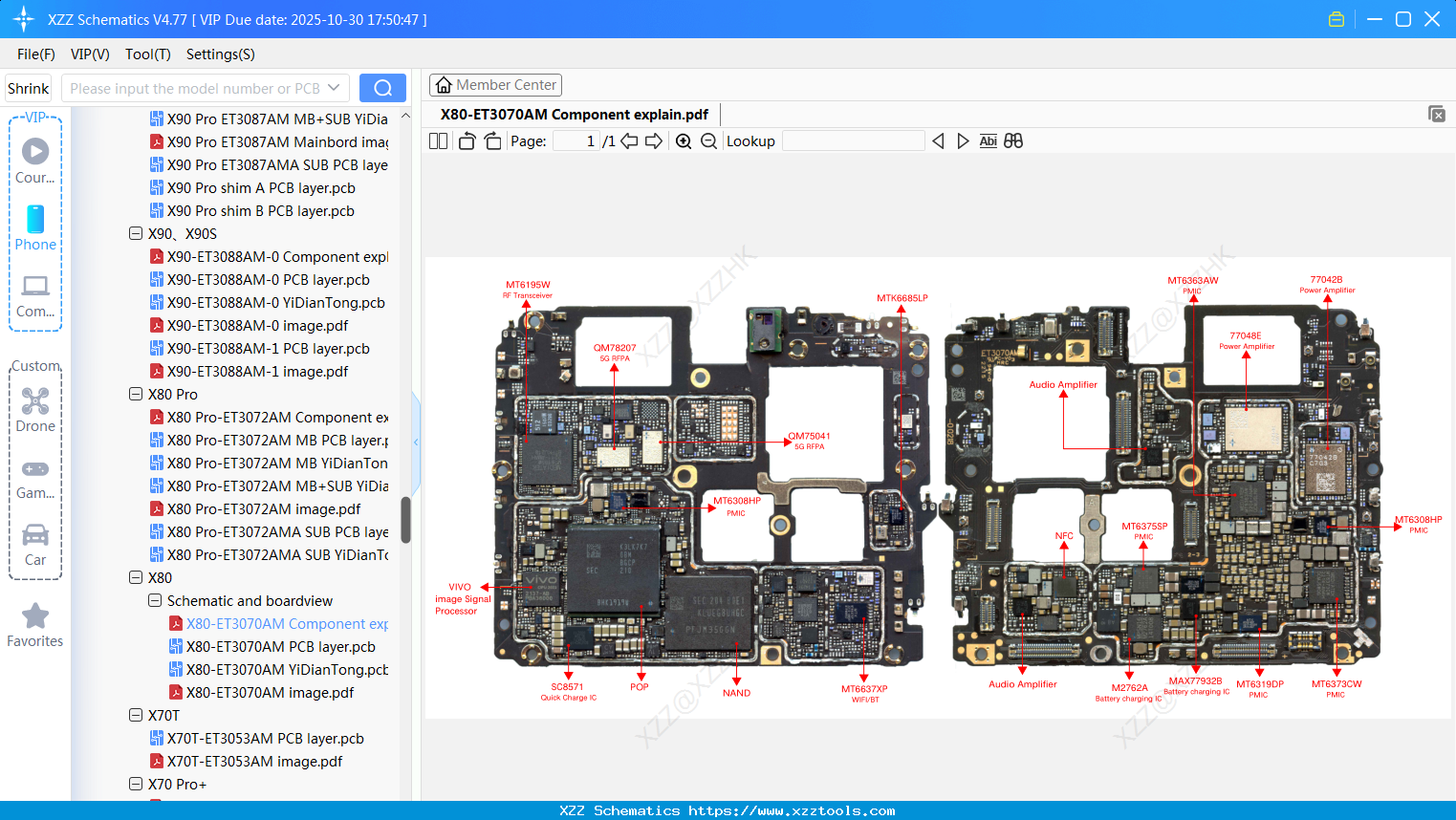 VIVO X80-ET3070AM Component Explain